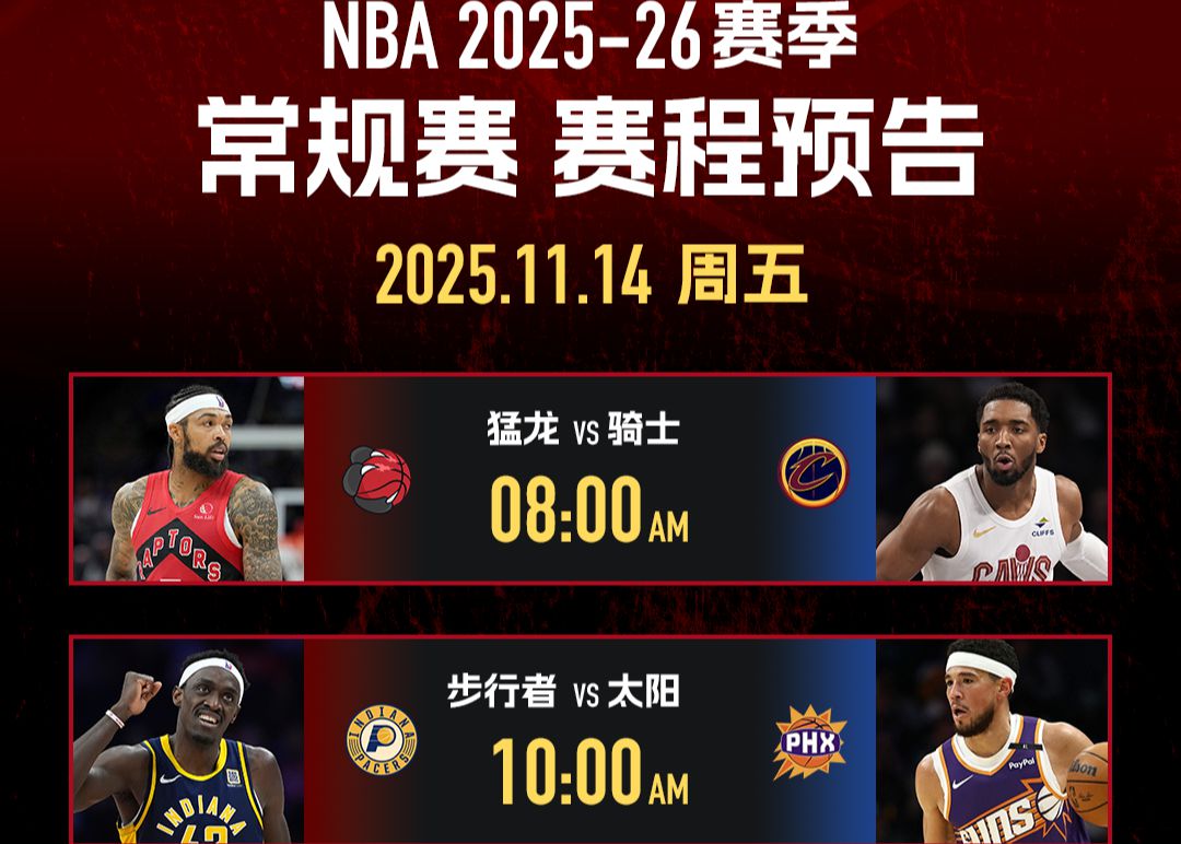 NBA highlights on November 14th: Can the Raptors overthrow the Cavaliers and the Suns hit their 5th consecutive victory?